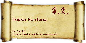 Hupka Kaplony névjegykártya